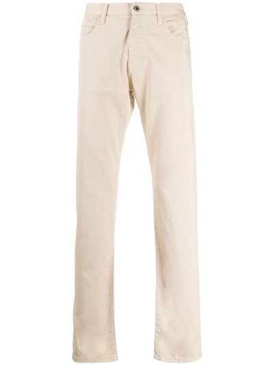 Beige Men's Armani Emporio Mid Rise Straight Leg Jeans | PTO39W7