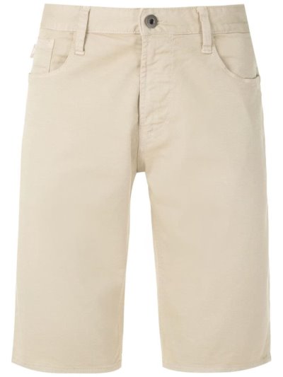 Beige Men's Armani Emporio Rear Logo Shorts | QHTGMQM