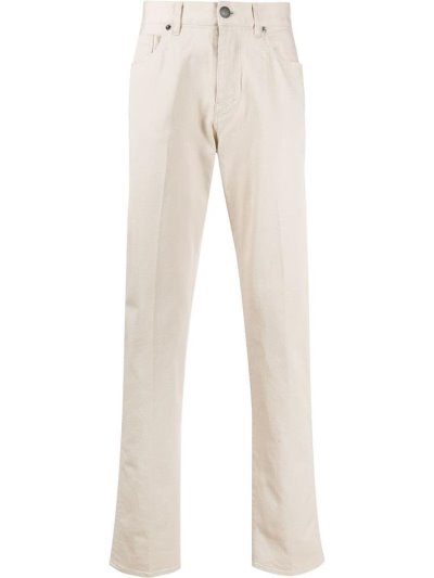 Beige Men's Giorgio Armani Denim Straight Leg Jeans | RIIDP78