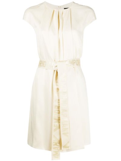 Beige Women's Armani Emporio Logo Belt Dress | E02253Y