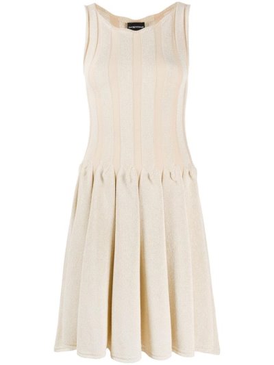 Beige Women's Armani Emporio Pleated Mini Dress | OO7KOOE