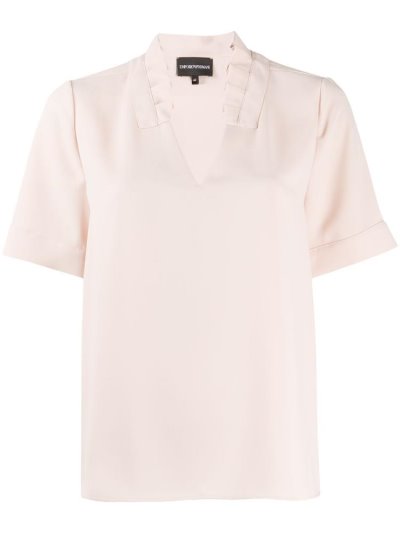 Beige Women's Armani Emporio Short Sleeve Shift Blouse | LAAWEAT