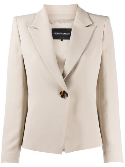 Beige Women's Giorgio Armani Single Breasted Blazers | KNXAO9Z