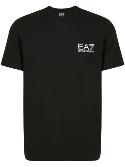 Black Men's Ea7 Emporio Ea7 Tape Sides T Shirts | KORL3ZU