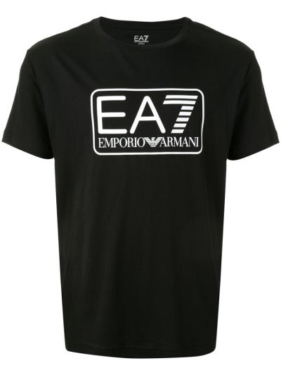 Black Men's Ea7 Emporio Ea7 Large Box Logo Series T Shirts | LOVSYD7