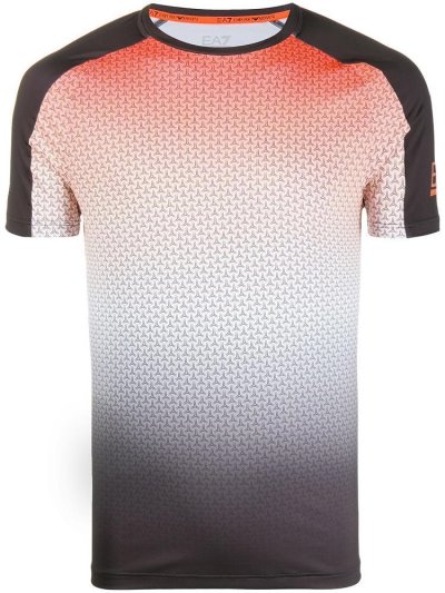 Black Men's Ea7 Emporio Armani Faded Effect Patterned T Shirts | 7WYNR4A