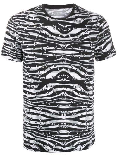 Black Men's Ea7 Emporio Armani Graphic Print Crew Neck T Shirts | LR4D3R0