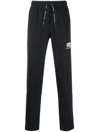 Black Men's Ea7 Emporio Armani Logo Print Track Pants | BMKXMR2