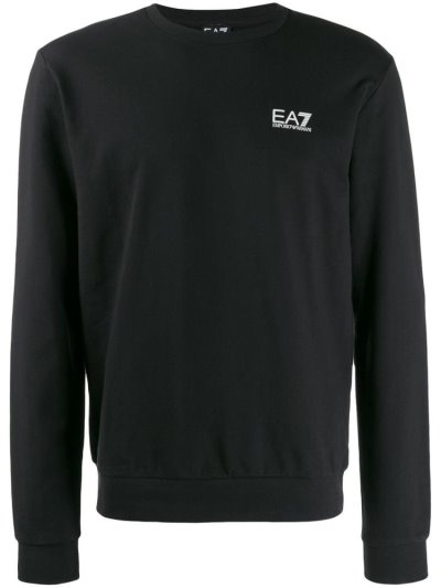 Black Men's Ea7 Emporio Armani Printed Logo Sweatshirts | 7DS7B2U