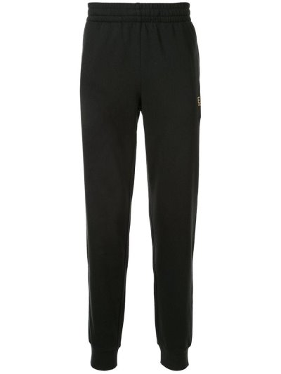 Black Men's Ea7 Emporio Armani Straight Leg Cotton Track Pants | NX722SR