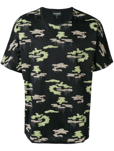 Black Men's Armani Emporio Camouflage Print T Shirts | RGGJ0WK