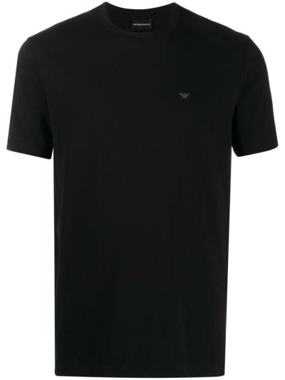 Black Men's Armani Emporio Chest Logo T Shirts | 24KKDMR