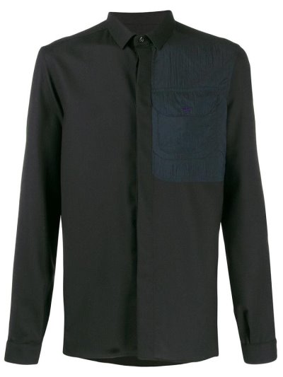 Black Men's Armani Emporio Chest Panel Logo Shirts | XR5AWAK