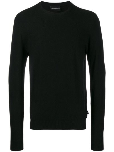 Black Men's Armani Emporio Crew Neck Sweaters | ER5RR1X