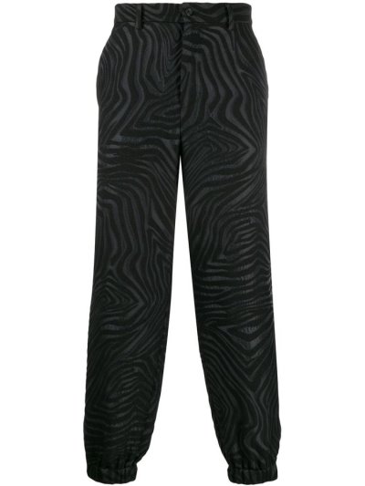 Black Men's Armani Emporio Cuffed Jacquard Pants | UT37VJP