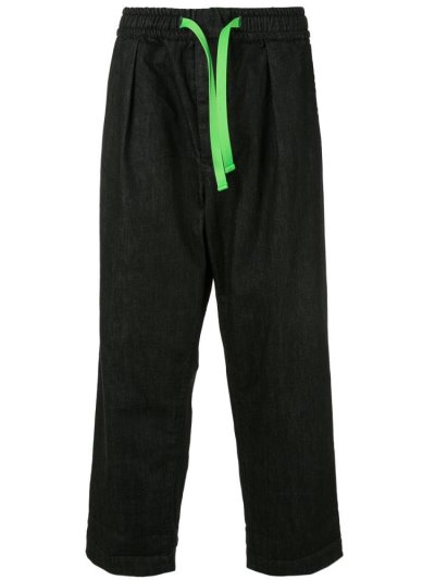 Black Men's Armani Emporio Drawstring Waist Loose Fit Pants | OOZXXDG