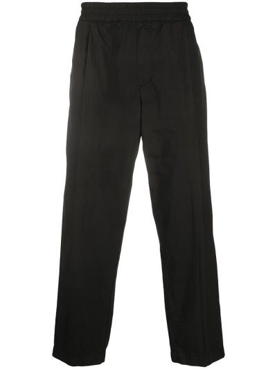 Black Men's Armani Emporio Elasticated Waist Straight Pants | SW24EYX