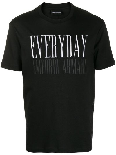 Black Men's Armani Emporio Everyday Print T Shirts | PZ3WW23