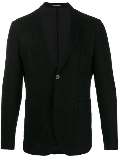 Black Men's Armani Emporio Geometric Knit Blazers | I53QMVR