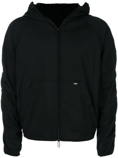 Black Men's Armani Emporio Hooded Cropped Jackets | FC6GFP8