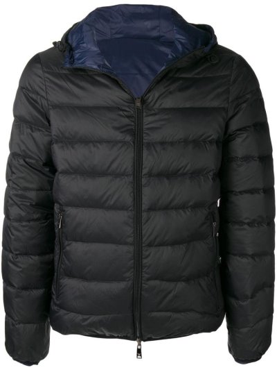 Black Men's Armani Emporio Hooded Padded Jacket Jackets | OGL8QLA