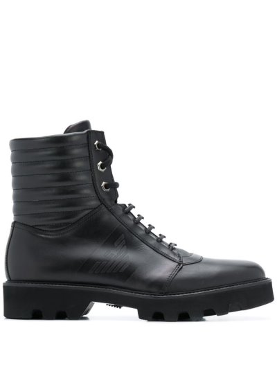 Black Men's Armani Emporio Lace Up Boots | KKJND25