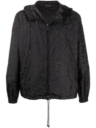 Black Men's Armani Emporio Lightweight Jacquard Jackets | 68J6NRG