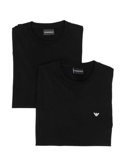 Black Men's Armani Emporio Logo Crew Neck T Shirts | N3OR4MP