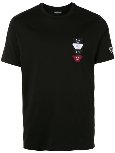 Black Men's Armani Emporio Logo Print T Shirts | 0QUVLV1