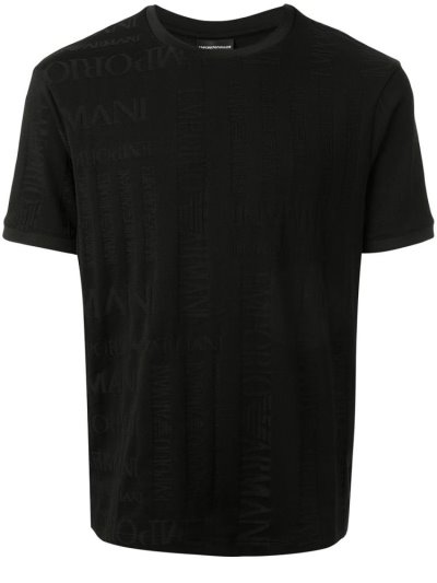 Black Men's Armani Emporio Logo Print T Shirts | DV8E3FV