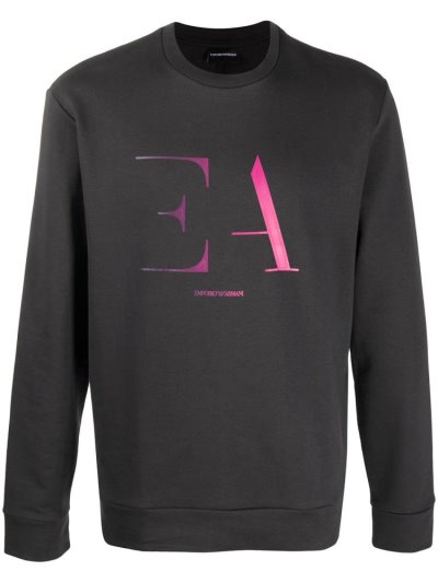 Black Men's Armani Emporio Logo Print Sweatshirts | GT0CG7I