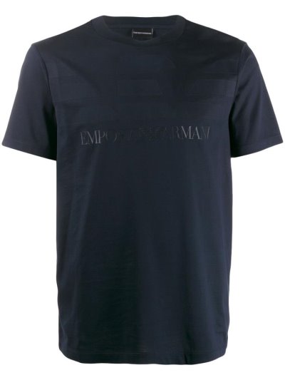 Black Men's Armani Emporio Logo Print T Shirts | UP7XXRP