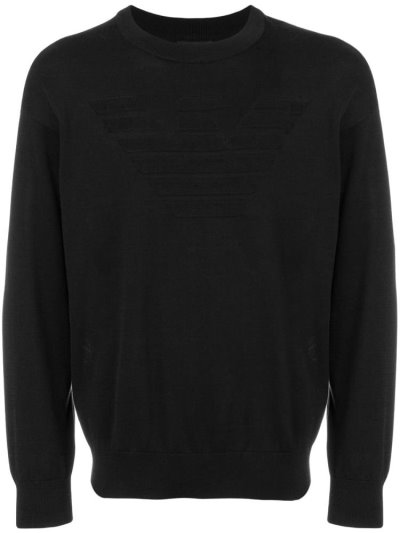 Black Men's Armani Emporio Logo Sweatshirts | DTBU8XJ