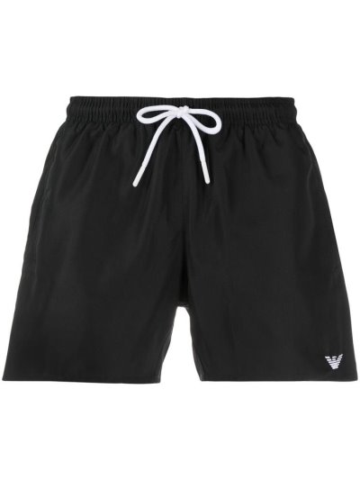 Black Men's Armani Emporio Logo Swim Shorts | PS9D8IZ