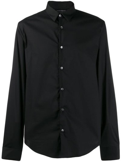 Black Men's Armani Emporio Long Sleeve Shirts | BIAKBF7