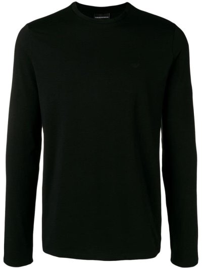 Black Men's Armani Emporio Long Sleeve T Shirts | Q2XAOO4