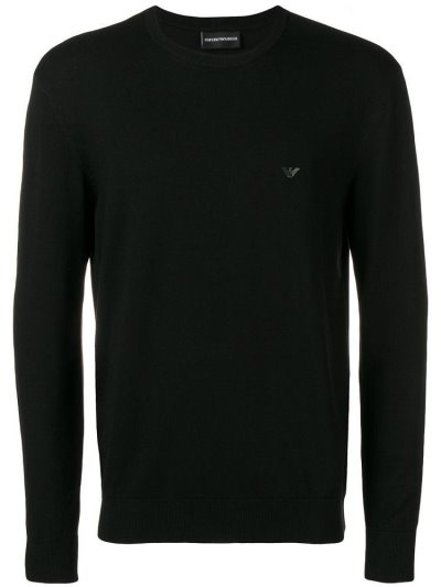 Black Men's Armani Emporio Long Sleeve Jumpers | WUWDXLK