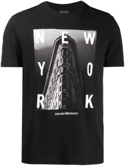 Black Men's Armani Emporio New York Print T Shirts | LY5PR9R