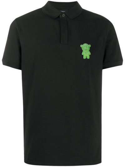 Black Men's Armani Emporio Patch Detail Polo Shirts | IZ93MED