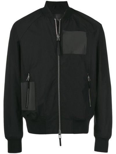 Black Men's Armani Emporio Plain Bomber Jacket | JBZ8I65