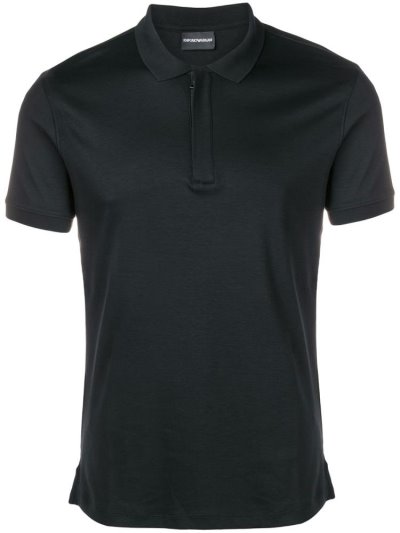 Black Men's Armani Emporio Plain Polo Shirts | R5BR84X