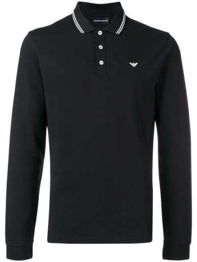 Black Men's Armani Emporio Polo Sweatshirts | OH8DHYK