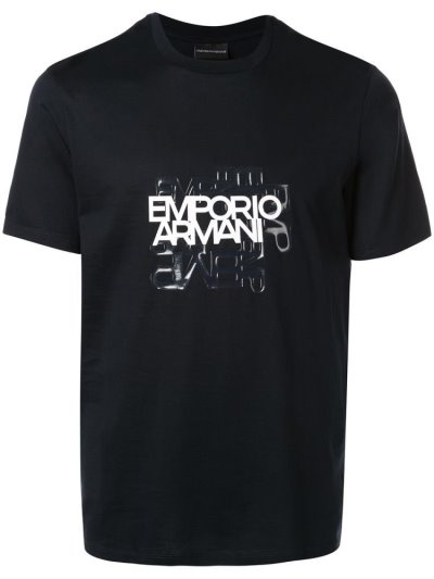 Black Men's Armani Emporio Printed Logo T Shirts | 2A1W71C