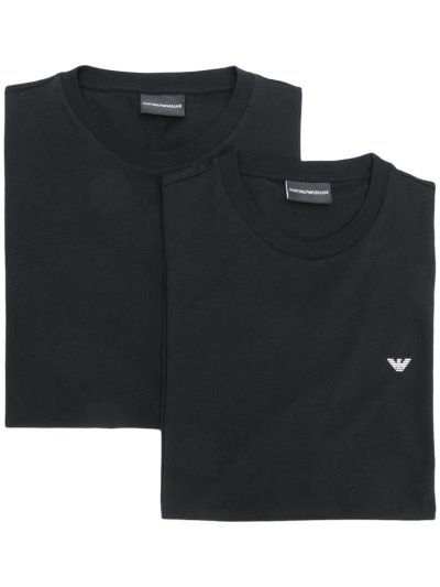 Black Men's Armani Emporio Round Neck T Shirts | S63T7O8