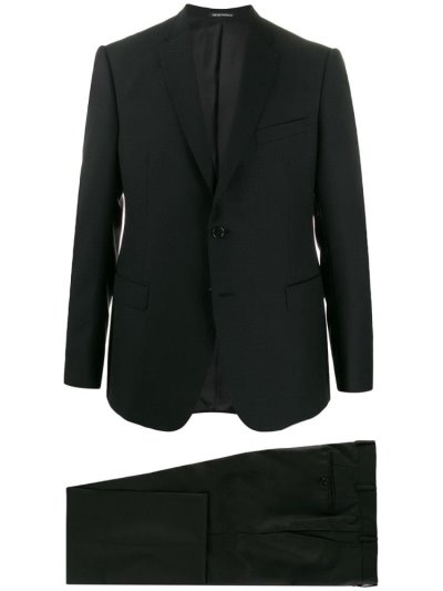 Black Men's Armani Emporio Single Breasted Suits | 2B3O65L