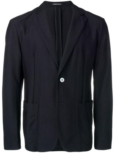 Black Men's Armani Emporio Single Breasted Blazers | BKAICY6