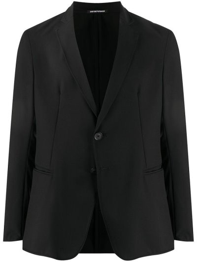 Black Men's Armani Emporio Single Breasted Blazers | E5V7RXL