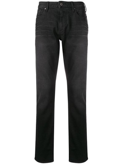 Black Men's Armani Emporio Slim Fit Jeans | QG36Q3T