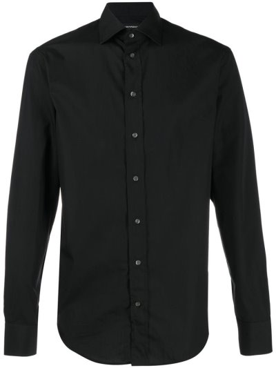 Black Men's Armani Emporio Slim Fit Shirts | S40YKA9