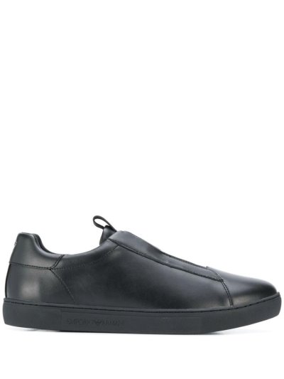 Black Men's Armani Emporio Slip On Sneakers | T1THGPA